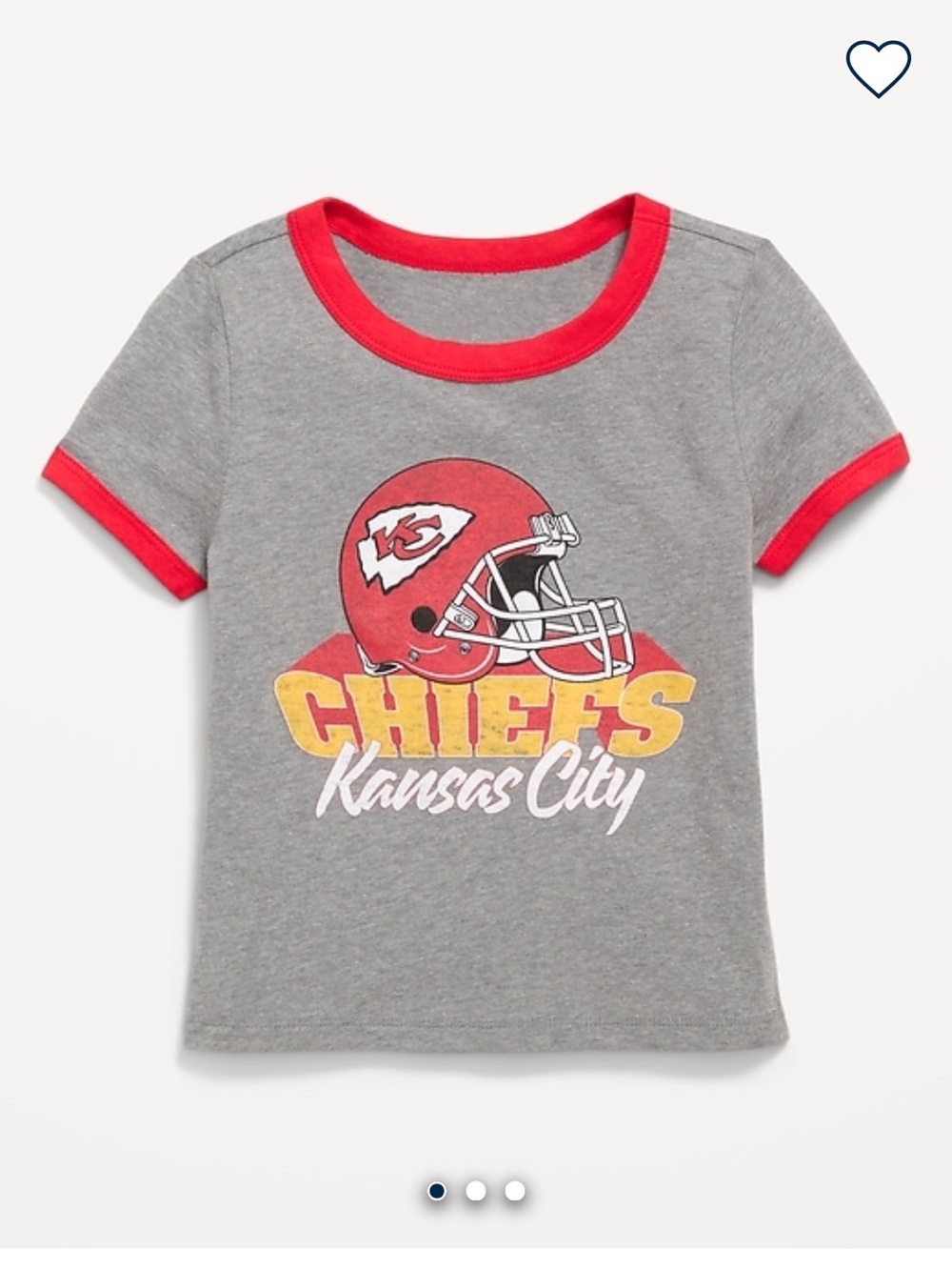 Old Navy Gray Tee with Red Trim and Yellow Chiefs Graphic